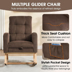 NIOIIKIT Nursery Rocking Chair, Corduroy Upholstered Rocking Chair with Adjustable Footrest, Tufted Rocker Chair with Side Pocket, Glider Rocker for Living Room, Bedroom (Brown Retro)