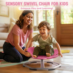 ROBUD Kids Sensory Swivel Chair, Kids Swivel Chair with Non-Slip Design, Training Body Coordination, Flower Shape Wobble Chair, No Assembly, Pink