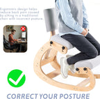 VDNEND Ergonomic Kneeling Chair with Back Support,Wooden Kneeling Chair Desk for Work, Rocking Office Kneel Chairs for Relieve Back Pain, Kneeling Posture Chairs for Gaming,Home (Light Gray)