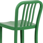 EMMA + OLIVER Commercial Grade 30" H Green Metal Indoor-Outdoor Barstool with Slat Back