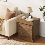 Nightstand with Gun Drawer, Farmhouse Bedside Table with Hidden Storage, Side End Table for Living Room, Bedroom, Little Spaces (Rustic Oak)