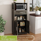 kepptory 55" Tall Kitchen Pantry, Farmhouse Storage Cabinet with Doors, Shelves and Drawer, Rustic Wood Cupboard for Kitchen, Dining Room