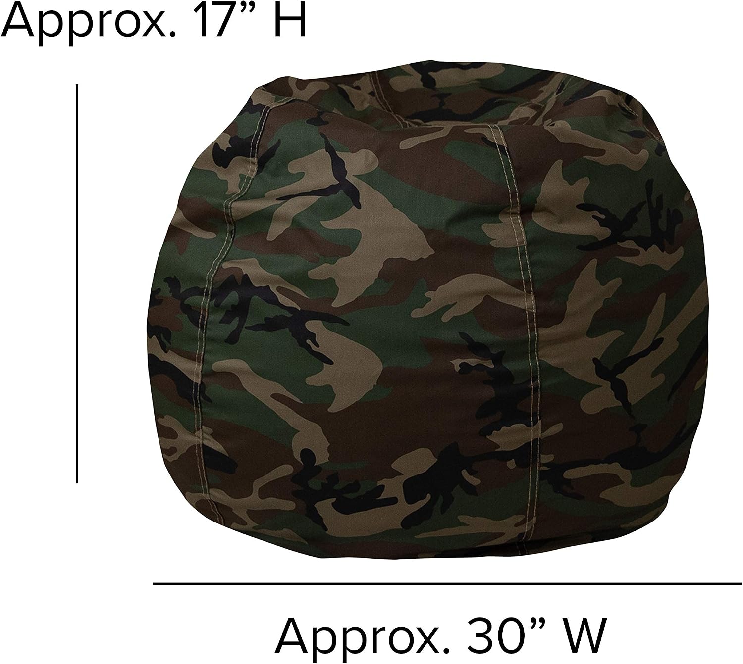 BizChair Small Camouflage Refillable Bean Bag Chair for Kids and Teens