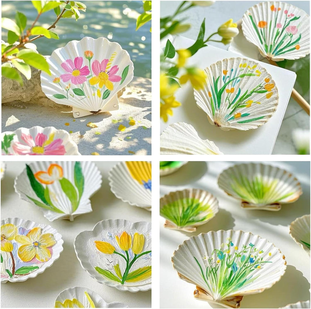 Large Natural Sea Shells 4''-5'' White Scallop Shells 8PCS for DIY Craft Making, Baking, Hand Painting, Ocean Themed Party and Home Decor