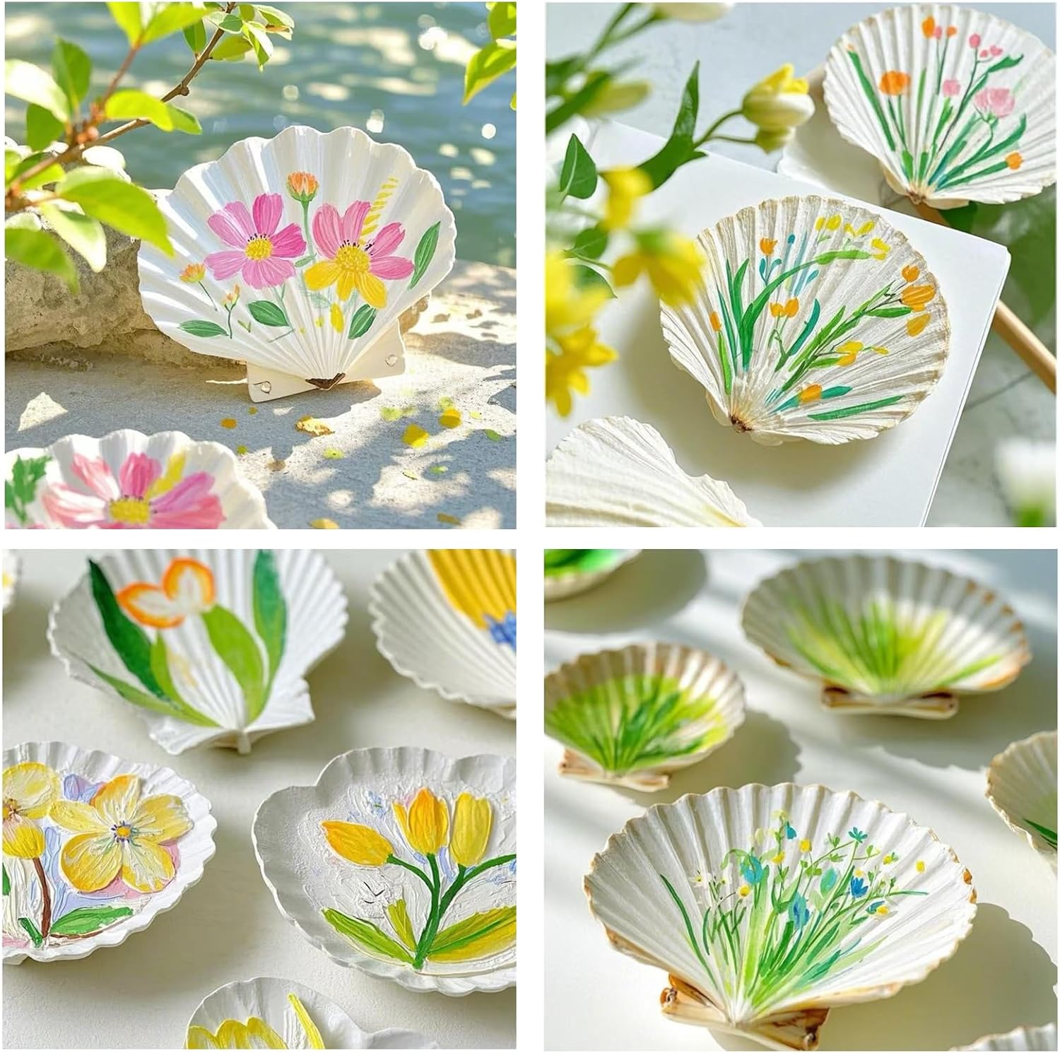 Large Natural Sea Shells 4''-5'' White Scallop Shells 8PCS for DIY Craft Making, Baking, Hand Painting, Ocean Themed Party and Home Decor