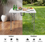 Byliable 34" Folding Square Card Table, Portable Heavy Duty HDPE Fold-in-Half Folding Table with Carrying Handle for Indoor/Outdoor Use – Ideal for Picnic, Camping, Parties, White