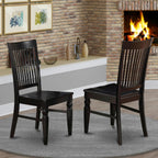 East West Furniture WEC-BLK-W Weston Dining Chairs - Slat Back Wood Seat Kitchen Chairs, Set of 2, Black