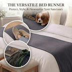 Solid Bed Runner with 2 Matching Pillow Covers,Decorative Bed Scarf for Foot of Bed,Bedroom Hotel Bedding Set,Charcoal Gray,Queen