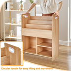 VECELO Wooden Kids Bookshelf, Toddler Bookcase Toy Storage Organizer with Open Shelves, Multi-Purpose Children Book Shelf for Books Toys, Toy Storage Cabinet for Nursery, Playroom, Bedroom, Natural