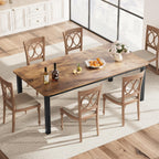 GarveeHome Industrial Dining Table for 6-8 People, 78.7" Long Kitchen Table with Sturdy Metal Frame & Seats 6 Rectangular Counter for Dinner, Kitchen, Office Desk (Only Table)