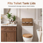 StorageWorks Toilet Paper Storage Basket with Lid, Large Wicker Baskets with 3 Compartments, Seagrass Back of Toilet Basket for Tank Topper, Shelves Organizer, 16½"x 5½"x 5½, 1-Pack