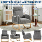 Rocking Chair Nursery, Modern Upholstered Glider Rocker Side Pocket, High Backrest Padded Seat Accent Armchair for Living Room, Nursery, Bedroom