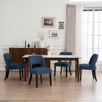 VKNOW Wooden Dining Chairs Set of 4, Modern Fabric Upholstered Dining Room Chair Kitchen Chairs, Farmhouse Dinner Chair for Kitchen Dining Room, Blue-Black Legs