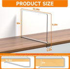 Yieach 6 Pack Clear Acrylic Shelf Divider for Closet Organization - 9.2″ Tall Closet Dividers for Wood Shelves,Cupboard,Vertical Shelf Separators in Closet for T-Shirt,Purse,Handbag,Sweater Organizer
