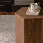15.75'' Hexagon Side Table End Table for Living Room, Wood Grain, No Assembly, Walnut