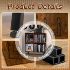Faesun 3 Tier Flip Top Record Player Stand, Vinyl Record Storage Holds up to 300+ Albums, Large Record Player Cabinet, Vintage Turntable Stand with Vinyl Display, for Living Room Bedroom, Rustic Brown