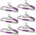 60 Pack Heavy Duty Plastic Hangers, Non Slip Clothes Hangers with Rubber Pads and 360° Hook - Thin Space Saving Hanger, Closet Organizer for Shirt, Pants, Suit, Skirt,Coat - Purple
