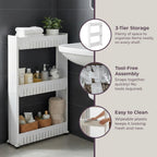 Lavish Home 3 Tier Shelf Rolling Cart - Narrow-Space Kitchen or Bathroom Shelf Organizer Cart - Slim Slide-Out Storage Shelves for Kitchen, Bathroom, Laundry and Pantry