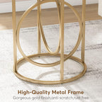 Tribesigns Round End Table, 20" Modern Sofa Side Table with Gold Base, Faux Marble Accent Table Bedside Table Nightstand for Living Room, Bedroom, White and Gold
