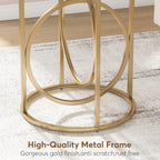 LITTLE TREE 20” Round End Table，Modern Sofa Side Table with Gold O-Shaped Base, Faux Marble White Cocktail Table Accent Table Nightstand for Living Room Bedroom