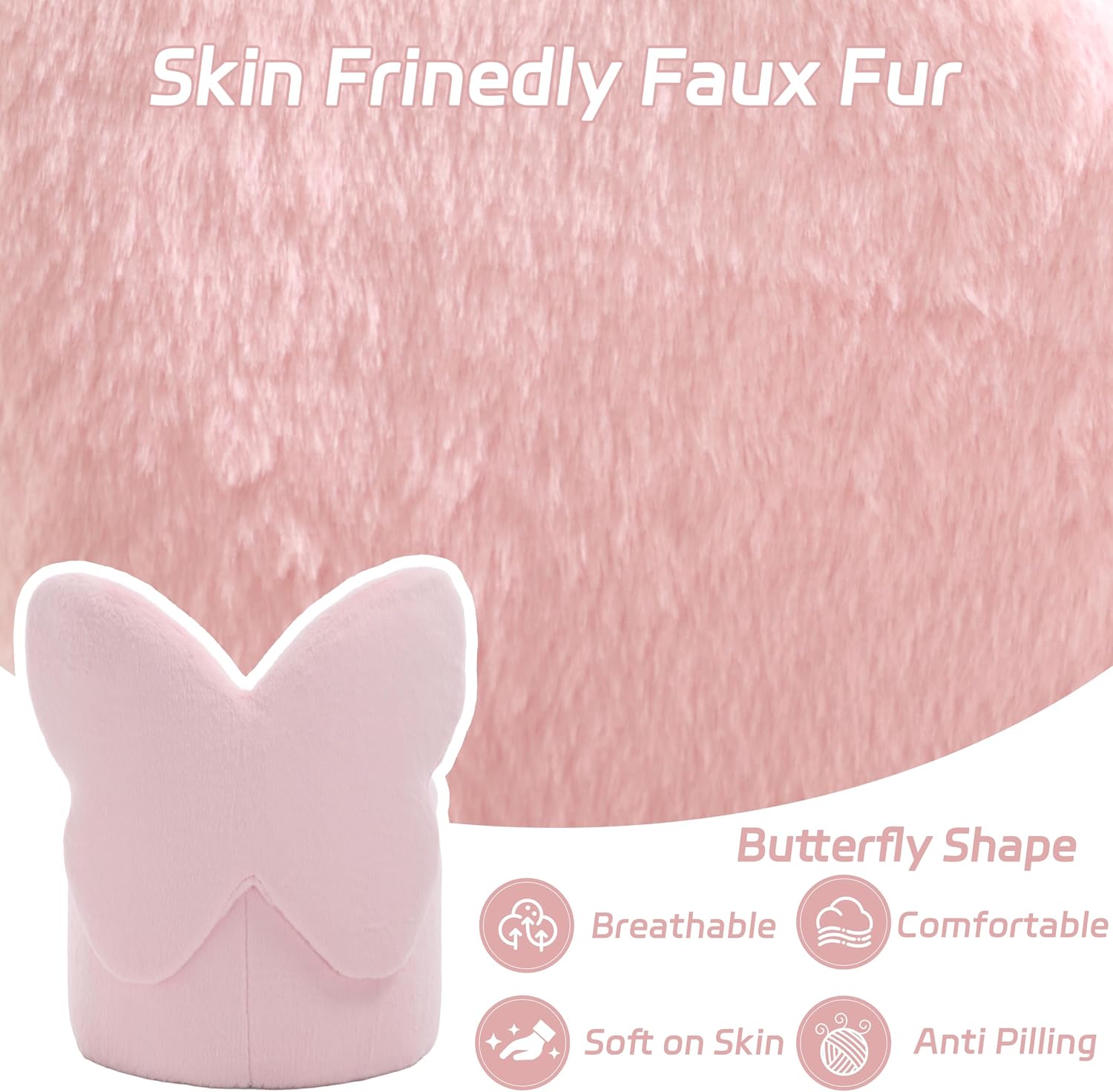 Toddler Chair Comfy Kids Chair with Storage, Cute Butterfly Chair for Girls, Plush Kids Reading Chair, 2 in 1 Pink Storage Ottoman Chair, Desk Chairs for Kids Furniture Decor Gifts, Pink