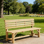 Wood Bench Outdoor with Backrest, Double Garden Bench, Suitable for Parks, Courtyards, Lawns, Playgrounds, and Terraces(Brown,160x40x80cm/63x16x31in)