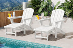 SERWALL Folding Adjustable Adirondack Chairs with Footrest Set of 2, HDPE Outdoor Chair with 4-in-1 Cup Holders, All Weather Adirondack Chair with Ottoman, White