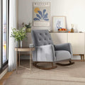 Rocking Chair, Nursery Rocking Chair, Stain Glider Rocking Chair, Light Grey Fabric Solid Wood Frame Accent Lounge Chair for Living Room Bedroom Reading, 300 lb Capacity