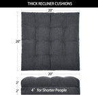 Recliner Cushions for Elderly, 20x20x4 Inch Thick Chair Cushion for Shorter Users Patent Design Soft Tufted Dual Layer Booster Seat Cushions for Seniors Recliner Risers Gray 1P