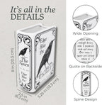 Steel Mill & Co Original Large Book-Shaped Decorative Vase, Ceramic Vases for Home Decor, Gothic Bookshelf Decor, Unique Vase for Book Lovers (The Raven - White)