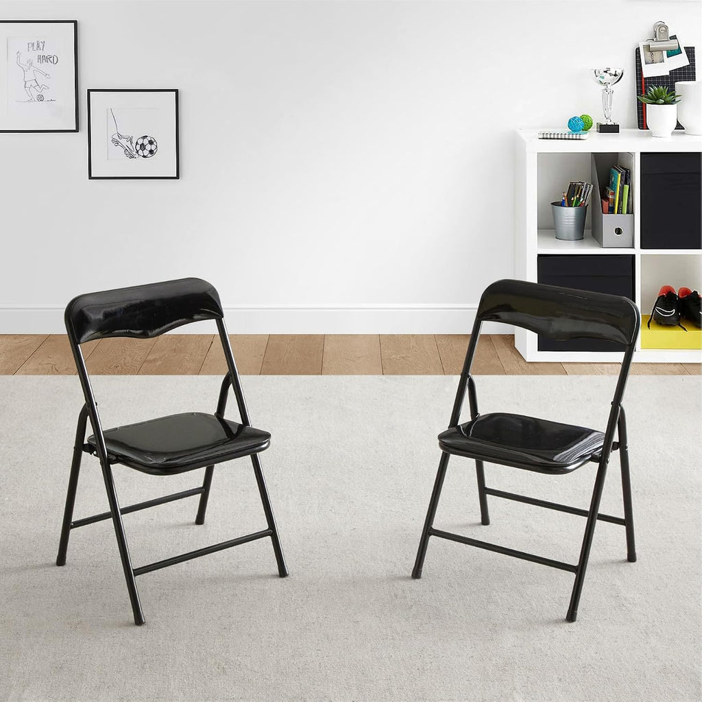 Heritage Kids Padded Folding Chair for Kids, Set of 2, Black, Ages 3+