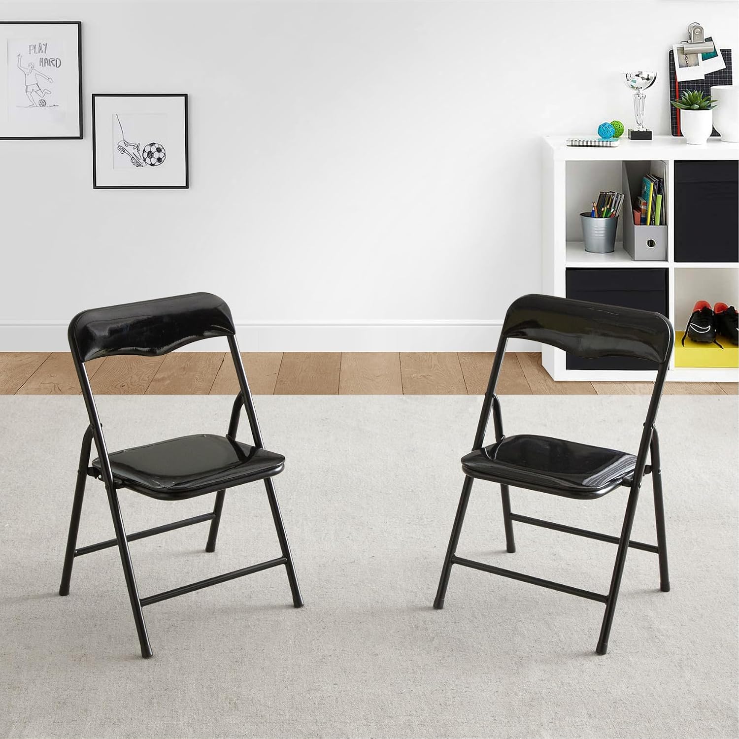 Heritage Kids Padded Folding Chair for Kids, Set of 2, Black, Ages 3+