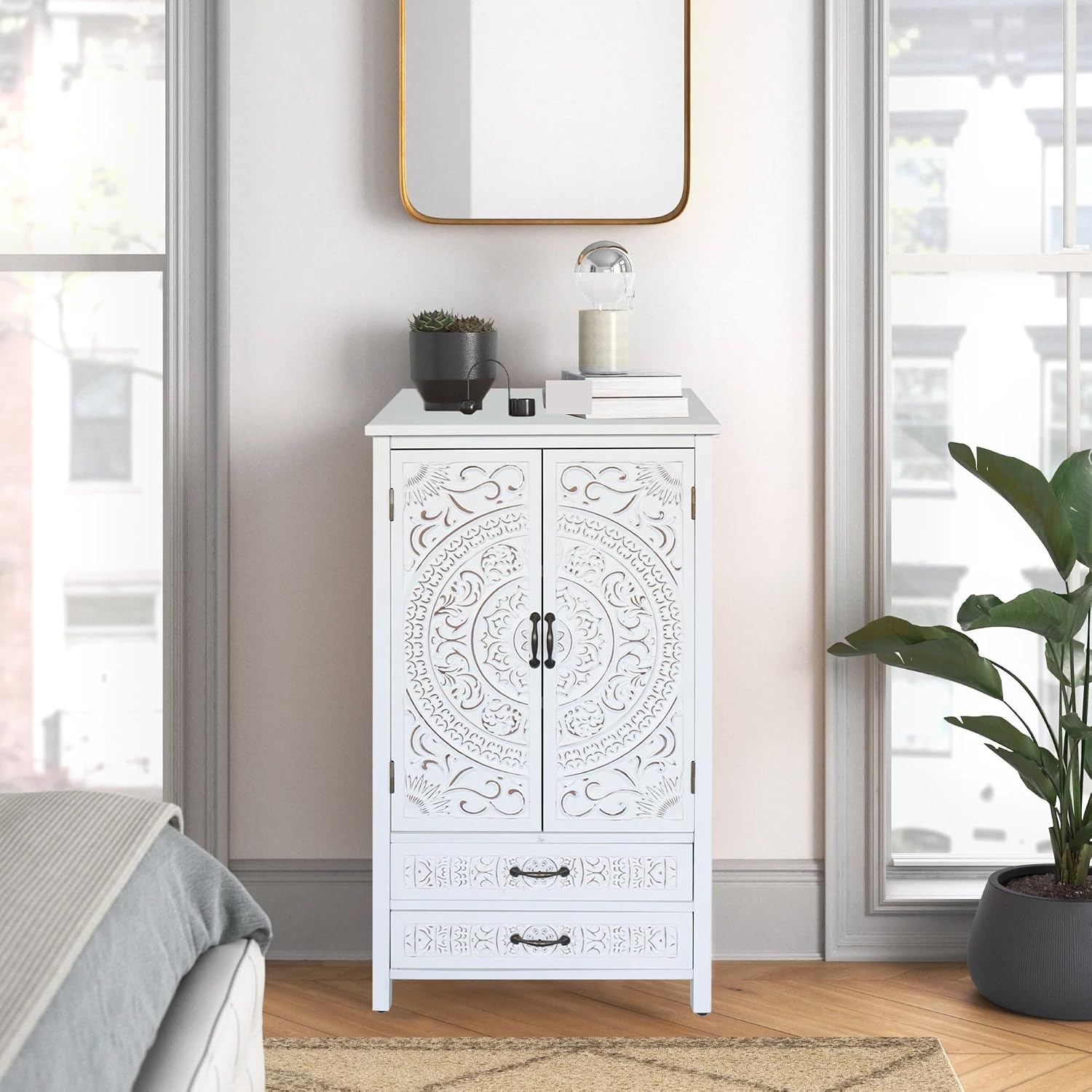 Modern White Storage Cabinet, Rustic Sideboard Pantry Cabinet, for Home Decor and Organization,for Kitchen Home
