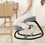 Giantex Ergonomic Kneeling Chair, Rocking Posture Chair with Padded Cushion, Knee Chair for Back Neck Pain Relief, Wooden Kneeling Desk Chair for Home Office