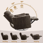 SUNWAVE 40" Oversized Power Nursery Rocking Recliner Barrel Chair, Swivel Nursing Chair with Electric Headrest & Anti-Pinch, Lay-Flat Corduroy Rocking Chair Nursery with USB/Type-C
