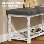 YITAHOME 48 Inch Entryway Bench, Storage Bench with Metal Shelf & Cushioned Seat, Indoor Shoe Rack Bench Seat for Dressing Room, Bedroom, Hallway, Entrance, Grey & White