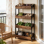 GOWE Stable Wood Storage Organizer,Fruit Vegetable Storage Rack Stand,Wine Rack Stand