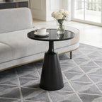 Christopher Knight Home Geary 20" Modern Round Side Table, Living Room End Table with Iron Frame and Tempered Glass Top, Contemporary Indoor Accent Table for Bedroom Office, Metal Coffee Table, Black