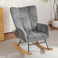 Rocking Chair Nursery with Airbag, Comfy Nursery Rocking Reading Chair Indoor, Cozy Upholstered Glider Rocker Chairs for Living Room Bedroom Offices, Sillas Mecedoras(Chenille, Dark Grey)