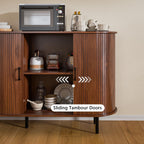 TAVATA Sideboard Buffet Cabinet with Storage, 55" Fluted Storage Cabinet with Tambour Sliding Doors, Wood Coffee Bar Console Table for Living Room Hallway Entryway (Walnut)