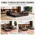 79" Corduroy Sofa Bed, Boneless Couch in a Box with 2 Pillows, High-Density Foam 4-in-1 Foldable Sleeper Futon Loveseat for Small Spaces, No Assembly, Side Pockets, Hex Arm Brown