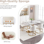 Velvet Dining Chairs Set of 4, Upholstered Dining Room Chairs with Golden Metal Legs, Modern Kitchen Side Chairs Reading Chair (Golden - Beige, Set of 4)