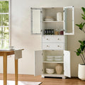 LUMISOL 67" Tall Kitchen Pantry Cabinet with Doors and Shelves, Modern Cupboard Storage Cabinet with Drawer, Kitchen Hutch for Living Room Dining Room Bathroom, White