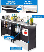GoBar Portable Double Bar Table Set with Multi-Color LED Lights - Mobile Bartender Station for Events - Includes Carrying Case