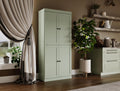 Palace Imports Solid Wood Kitchen Pantry Cabinet - 71.5" Tall x 32" Wide - Wooden Storage Cabinet with 4 Shaker Doors & 4 Adjustable Shelves, Sage, 100% Renewable Eco-Friendly Wood, Made in Brazil