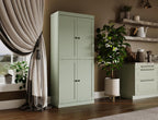 Palace Imports Solid Wood Kitchen Pantry Cabinet - 71.5" Tall x 32" Wide - Wooden Storage Cabinet with 4 Shaker Doors & 4 Adjustable Shelves, Sage, 100% Renewable Eco-Friendly Wood, Made in Brazil