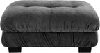 Upholstered Ottoman Footstool with Cushion for Sectional Sofa Couch 300lbs for Living Room,Chenille Fabric(Grey)