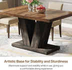 Tribesigns 47-Inch Dining Table for 4, Black Kitchen Dinner Table with Heavy Duty Pedestal, Farmhouse Wooden Eating Table for Home, Dining Room, Small Space, Black & Brown