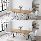 ZckyCine Extendable Dining Table Set 47"-63", Rustic Wood Table with 6 PU Leather Chairs, Modern Scandinavian Dining Room Furniture for Kitchen Apartment