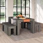 Transformer Table - Extendable Dining Bench, Solid Wood Expandable Seating 1–6, Multifunctional Dining Bench with Integrated Storage, Modern Farmhouse Wood Bench, Dark Grey